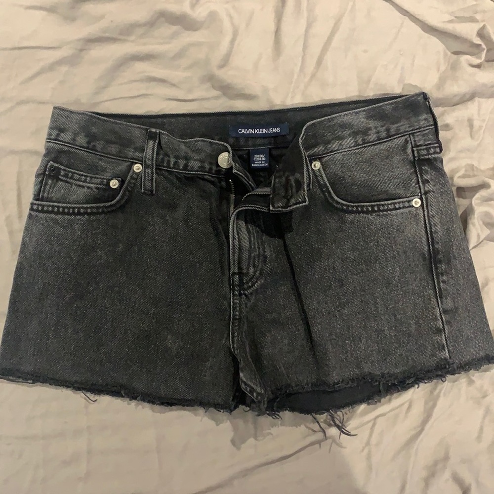 calvin klein black jean shorts